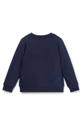 Kids' sweatshirt in cotton-blend fleece with contrast logo, Dark Blue
