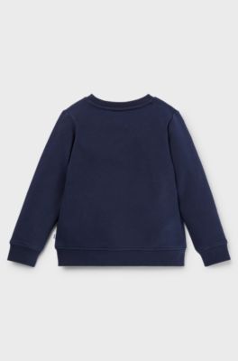 Kids' sweatshirt in cotton-blend fleece with contrast logo, Dark Blue