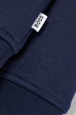 Kids' sweatshirt in cotton-blend fleece with contrast logo, Dark Blue