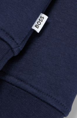 Kids' sweatshirt in cotton-blend fleece with contrast logo, Dark Blue
