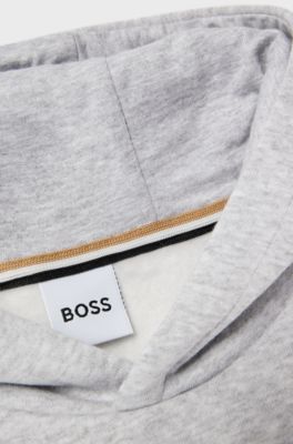 Kids' hoodie in cotton-blend fleece with logo print, Light Grey