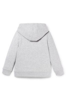 キッズ フーディ コットンブレンドフリース ロゴプリント, ライトグレー