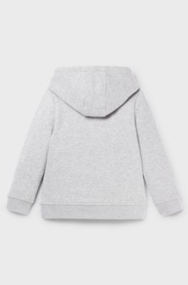 Kids' hoodie in cotton-blend fleece with logo print, Light Grey
