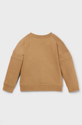 Kids' sweatshirt in cotton-blend fleece with logo print, Brown