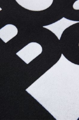 Sweat &agrave; capuche pour enfant en polaire de coton m&eacute;lang&eacute; &agrave; logo revisit&eacute;, Noir