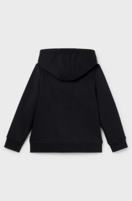 Kids' hoodie in cotton-blend fleece with shaken logo, Black
