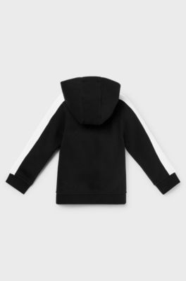 Kids' hoodie in cotton-blend fleece with printed logo, Black