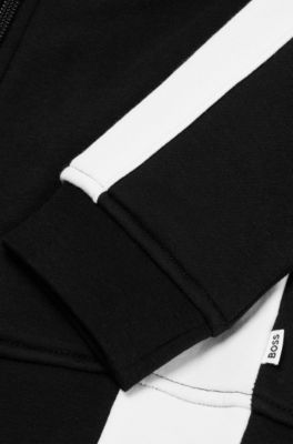 Kids' hoodie in cotton-blend fleece with printed logo, Black