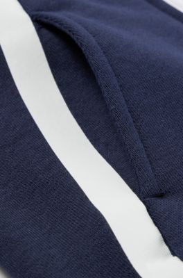 Kids' hoodie in cotton-blend fleece with printed logo, Dark Blue