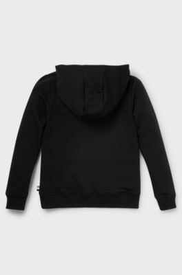 Kids' cotton-blend hoodie with logo detail, Black