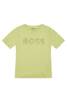BOSS x AJBXNG  Kids' T-shirt in cotton jersey with exclusive logo print, Light Green