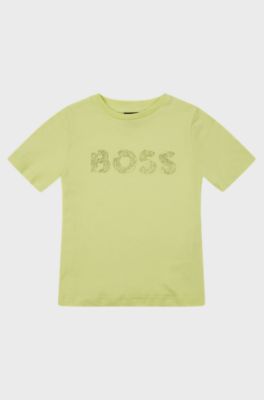 BOSS x AJBXNG  Kids' T-shirt in cotton jersey with exclusive logo print, Light Green