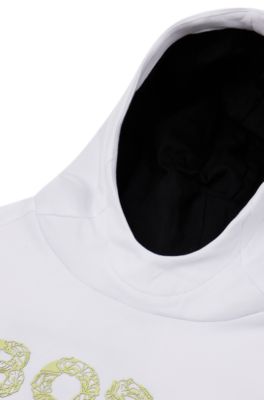 BOSS x AJBXNG 키즈 익스클루시브 로고 프린트 코튼 블렌드 후드 스웨트셔츠, 화이트