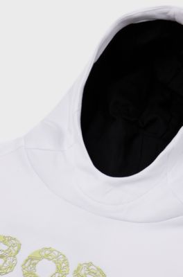 BOSS x AJBXNG Kids' cotton-blend hooded sweatshirt with exclusive logo print, White