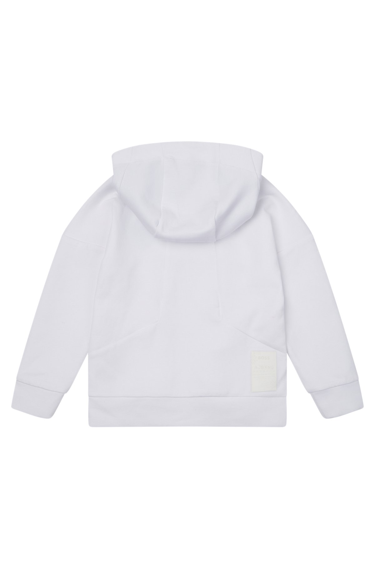 BOSS x AJBXNG Kids' cotton-blend hooded sweatshirt with exclusive logo print, White