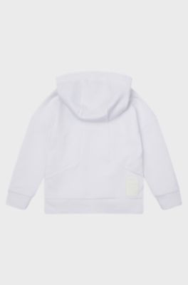 BOSS x AJBXNG Kids' cotton-blend hooded sweatshirt with exclusive logo print, White