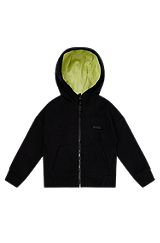 BOSS x AJBXNG Kids' zip-up hooded jacket with logo print, Black