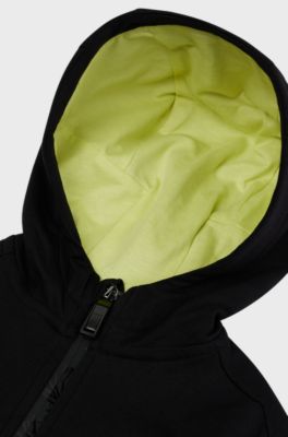 BOSS x AJBXNG Kids' zip-up hooded jacket with logo print, Black