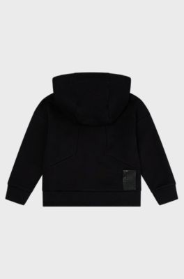 BOSS x AJBXNG Kids' zip-up hooded jacket with logo print, Black