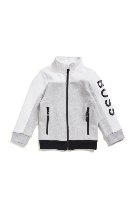 Kids' logo jacket in an organic-cotton blend, Light Grey