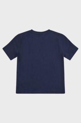 Kids' regular-fit cotton T-shirt with gold-tone logo, Dark Blue
