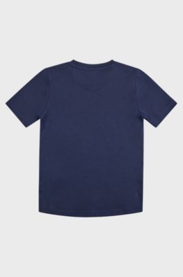 Kids' T-shirt in cotton jersey with multi-coloured logo, Dark Blue