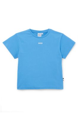 Kids' T-shirt in cotton jersey with printed logo, Blue