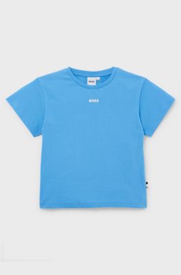 Kids' T-shirt in cotton jersey with printed logo, Blue