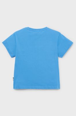 Kids' T-shirt in cotton jersey with printed logo, Blue