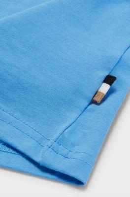 Kids' T-shirt in cotton jersey with printed logo, Blue