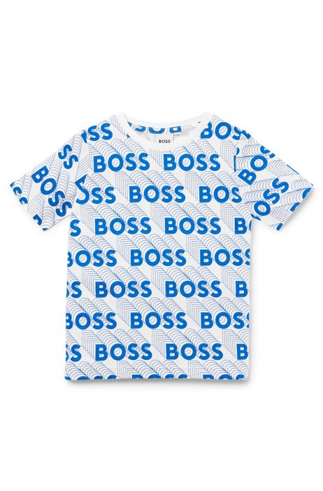 T-shirt per bambini slim fit in cotone con logo stampato HUGO BOSS Bambino Abbigliamento Top e t-shirt T-shirt T-shirt a maniche corte 