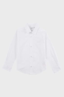 Kids' long-sleeved shirt in easy-iron Oxford cotton, White