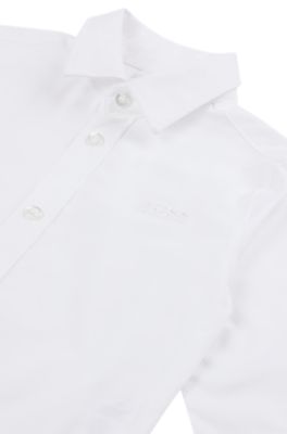 Kids' long-sleeved shirt in easy-iron Oxford cotton, White