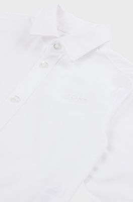 Kids' long-sleeved shirt in easy-iron Oxford cotton, White