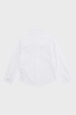 Kids' long-sleeved shirt in easy-iron Oxford cotton, White
