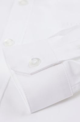 Kids' long-sleeved shirt in easy-iron Oxford cotton, White