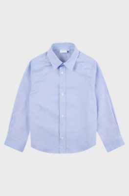 Kids' long-sleeved shirt in easy-iron Oxford cotton, Light Blue