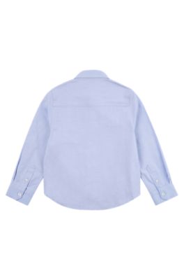 Kids' long-sleeved shirt in easy-iron Oxford cotton, Light Blue
