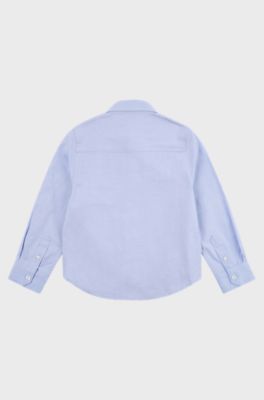 Kids' long-sleeved shirt in easy-iron Oxford cotton, Light Blue