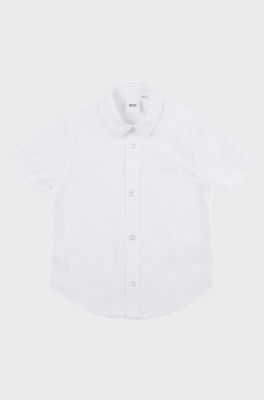 Kids' short-sleeved shirt in easy-iron Oxford cotton, White