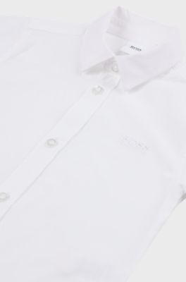 Kids' short-sleeved shirt in easy-iron Oxford cotton, White