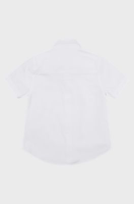 Kids' short-sleeved shirt in easy-iron Oxford cotton, White