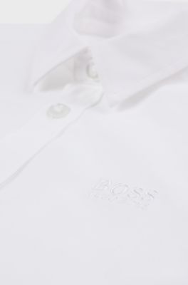 Kids' short-sleeved shirt in easy-iron Oxford cotton, White