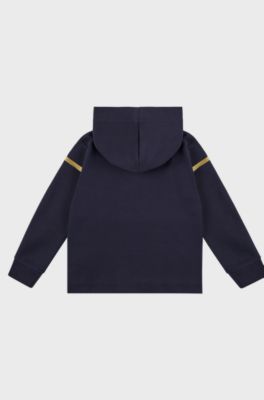 Kids' cotton-blend hooded sweatshirt with metallic logo, Dark Blue