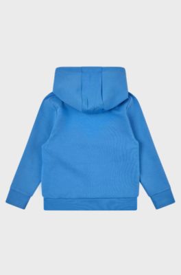 Kids' hooded sweatshirt in stretch jersey with printed logo, Blue