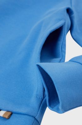Kids' hooded sweatshirt in stretch jersey with printed logo, Blue