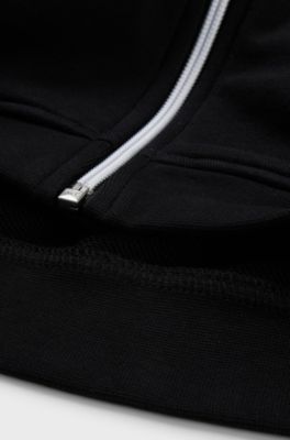 Kids' cotton-blend hooded jacket with logo details, Black