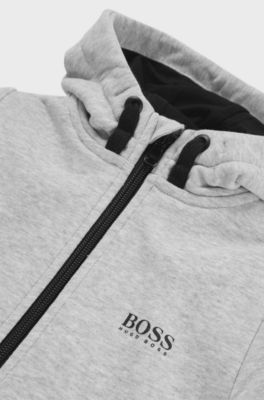 Kids' cotton-blend hooded jacket with rear logo, Light Grey