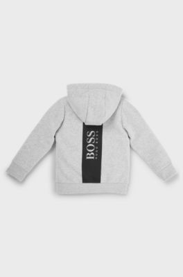 Kids' cotton-blend hooded jacket with rear logo, Light Grey