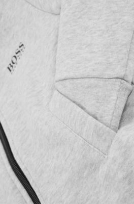 Kids' cotton-blend hooded jacket with rear logo, Light Grey